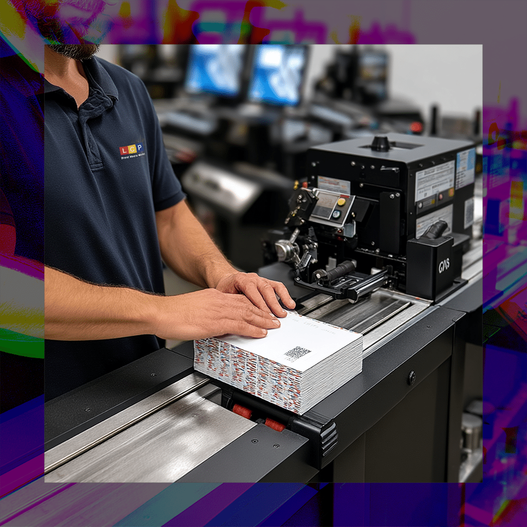 LCP Employee packaging mailers with a machine